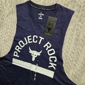 Under Armour Project Rock Payoff Graphic Sleeveless Tank Navy Blue XLT NWT